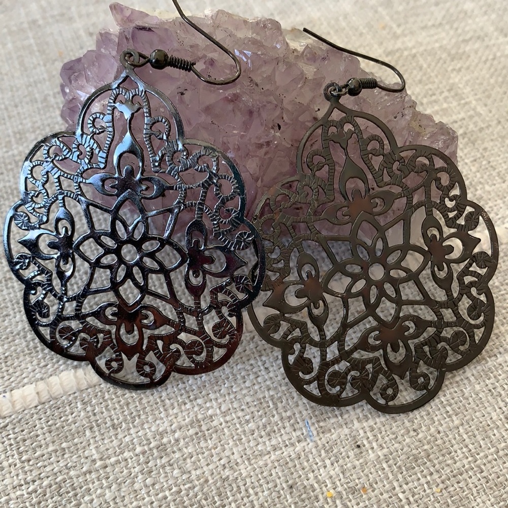 Black Statement Earrings Black